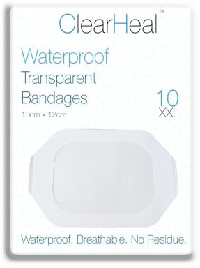 Waterproof Transparent Adhesive Plaster - 10cm x 12cm, 10pcs Film Dressings for Tattoo Aftercare, Wounds & Swimming - Breathable Second Skin (No Pad)