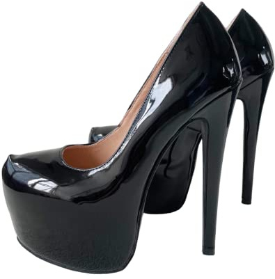 Frankie Hsu Escarpins de bureau sexy à talons hauts Noir verni classique tendance chaussures à talons hauts pour femme Taille 38-42, noir, 40.5 EU