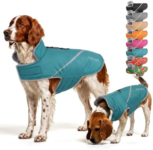 VIVAGLORY Dog Jacket Warm Snowrap Dog Winter Coat Vest, S, Turquoise