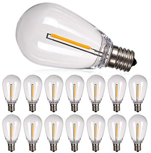 addlon LED Replacement Bulbs 1W S14,15 Pack Waterproof E17 Screw Base for Outdoor LED String Lights Shatterproof