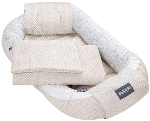 5 teilig Babynestchen Set Babynest Baby Erstausstattung Babynest 60x90 cm, Baby Matratze 30x70 cm, Baby Decke Neugeborenen 50x75 cm, Babykissen Neugeborene, Baby nestchen junge - mädchen