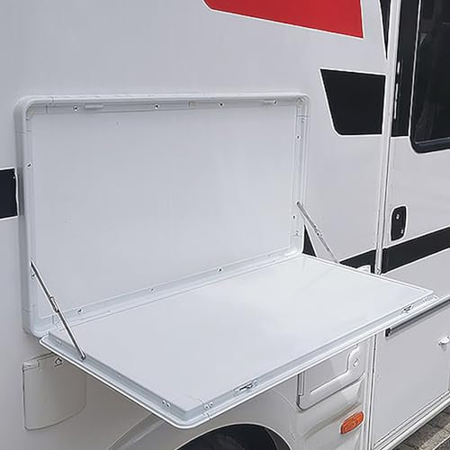 Murale de Pique-Nique Extérieure, Table Pliante Verrouillable en Alliage D'aluminium pour Camping Car (Bianco, 80x45)
