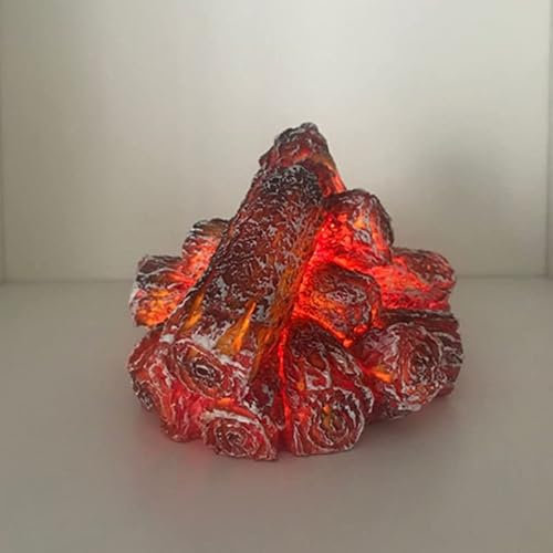 EHOTER Lámpara LED de carbón ardiente 2024, chimenea LED artificial, tronco realista, madera brillante, sin llama, luz de chimenea para decoración del hogar, interiores, sala de estar