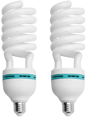 Andoer Spiral-Leuchtstofflampe, 135 W, 5500 K, Fotografie, Tageslicht, E27-Sockel, energiesparend, für Studio-/Video-/Fotobeleuchtung, 2er-Pack