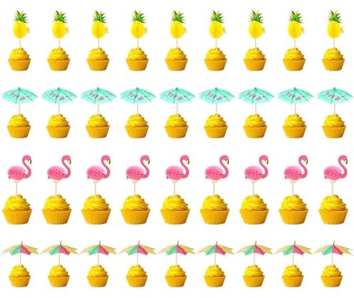 36 Brochetas De Frutas, Flamenco, Brochetas De Frutas De Piña, Brochetas De Paraguas Decorativas, Brochetas De Frutas Con Bolas De Panal 3D, Decoración De Pasteles