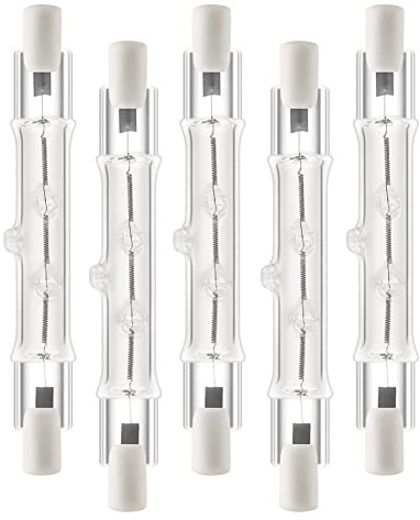 GOSER 5 Pack R7S 118mm 300W 230V,R7S Halogen Linear Light Bulb, Dimmable Halogen Lamp for Construction Work Landscape Lighting