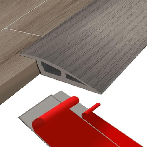 Rubber Threshold Ramp,Flooring Threshold Ramp Reducer,Self Adhesive Floor Transition Strip,for DoorFloorWheelchair Ramp Edge-Reducer Threshold-Transition-Strip(Grey wood grain, 5cm x 1cm x 1m)