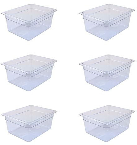 AcMax Gastronorm - Lote de 6 recipientes para gastronorm (policarbonato, 9,5 L, 150 mm)