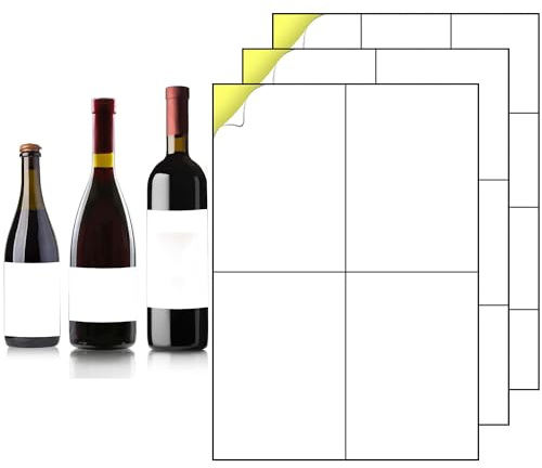 HAOBIN 132 pezzi Etichetta Vino Vuota 105 * 148 mm/105 * 99 mm/74 * 70 mm Opaco Etichetta Adesiva A4 Adesivi per Stampante Etichetta autoadesiva della bottiglia di vino,stampabile (bianco, 3 taglie)