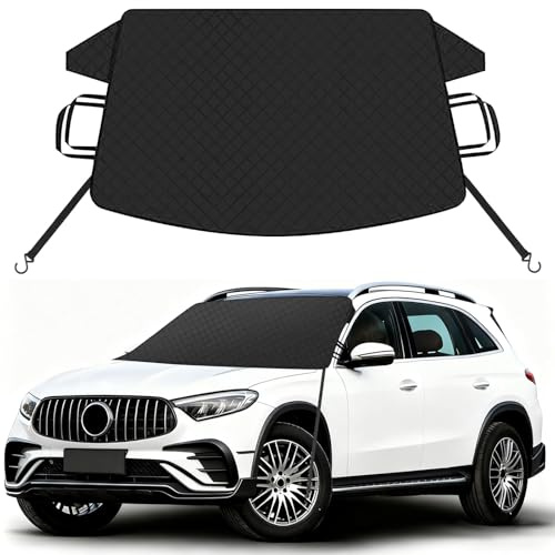 KALINCO Windshield Cover for Ice and Snow, 600D Oxford Fabric Car Windshield Snow Cover, Anti-Frost Waterproof Winter Windshield Covers, Fits Most Cars SUVs Trucks Sedans
