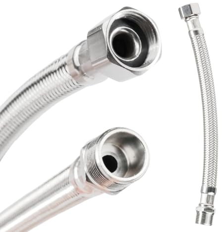 Tuyau Flexible en Acier Inoxydable 304 de 20 cm pour Robinet Cuisine et Salle de Bain, Connecteurs 3/8 Antirouille et Résistant à la Corrosion, Installation Facile et Durable
