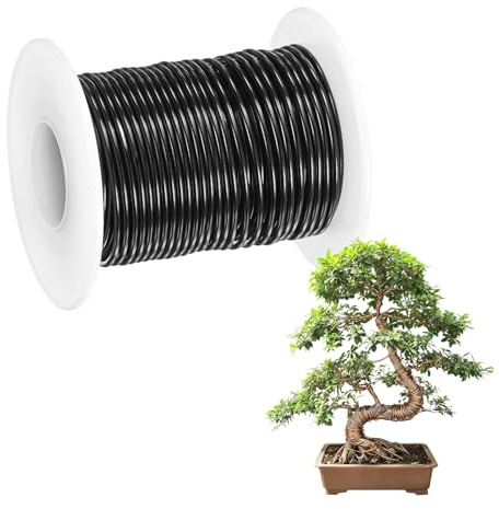 M METERXITY 1-Pack Bonsai Training Wire, 1.5mm x 49ft/15m Anodized Aluminum Bonsai Tree Wire for Fine Trunk/Gardening Branch/DIY Crafting [Black]