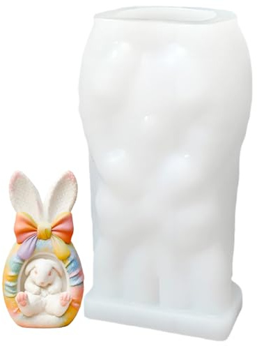 Moldes para velas – Molde antiadherente de alimenticio, molde de vela de conejo con orejas de Pascua y decorativo | Para cocina casera moldeo de yeso resina DIY Artesanía y artes