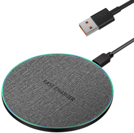 SEASJHBAY Cargador Inalámbrico Qi de 15W, Base de Carga por Inducción Rápida con Cable USB-C, Estación de Carga Compatible con iPhone, Samsung Galaxy, AirPods y Otros Dispositivos Qi