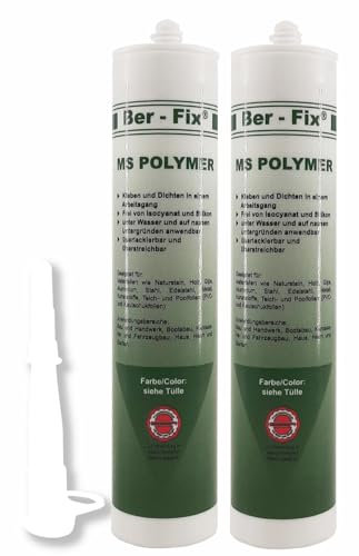2x Ber-Fix® MS Polymer Weiß 290ml | Sparpack Montagekleber & Dichtstoff | Wasserfest, UV-beständig, elastisch | Für Bau & Sanitär Reparaturen