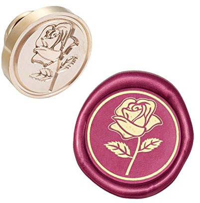 CRASPIRE Tête de Timbre de Sceau de Cire Rose Tête de Timbre en Laiton à Cachetage Amovible pour Enveloppes Cadeaux Créatives Invitations Cartes Décoration