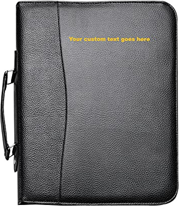 Arpan Personalised Text A4 Zipped Conference Folder Executive Portfolio Professional Business Document Case Bag Organiser Faux Leather (CL-210-CD)