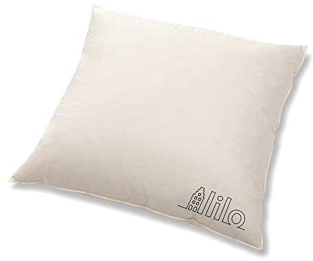 lilo KBA Daunenkissen 80x80-100% Baumwolle aus kontrolliertem Anbau - Dreikammer Kopfkissen (außen 90% Daunen) - Premium Qualität durch Made in Germany - 1000g