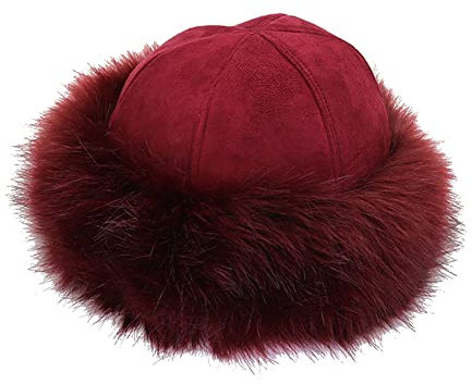 BYNYXI Pelzmütze Damen Fuchspelzmütze Wildleder Faux Fur Stirnband für Damen Wintermütze Warm Samt Cossack Russische Mütze Kosakenstil Fellmütze Verdicket Kunstpelz Mütze für Damen Mädchen