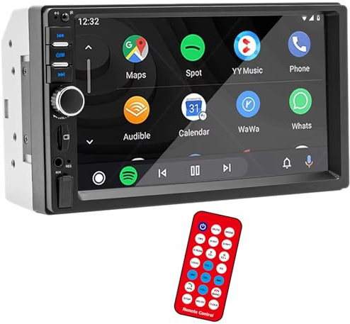 Autoradio Bluetooth Carplay Android Auto 2 Din avec Android et iOS Mirror Link Écran Tactile HD 7 Pouces Prise en Charge des appels Mains Libres Bluetooth Radio FM AUX USB SD EQ SWC avec télécommande