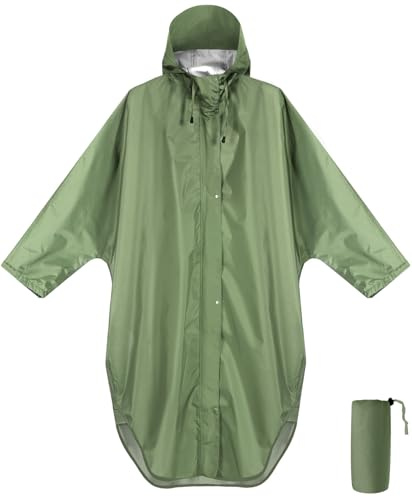 ANYOO Waterproof Rain Poncho Raincoat with Hood and Sleeves, Lightweight&Windproof Rainwear Rain Jacket for Women and Men