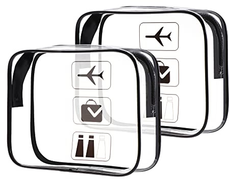 Oderra 2 Piezas Neceser Viaje, Neceser Transparente Avion, Bolsa Maquillaje, para Mujeres y Hombres