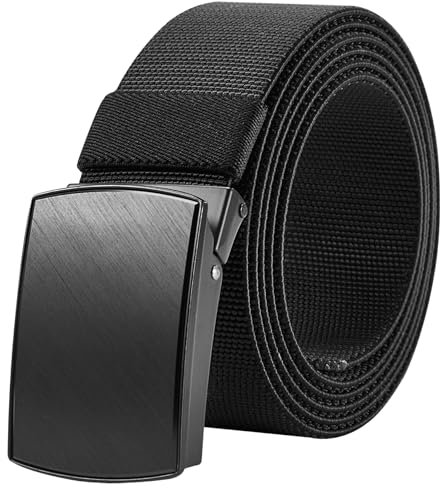 Bluecton Herren Gürtel Stoffgürtel Männer Gürtel Schwarz Übergröße Arbeitsgürtel 130cm