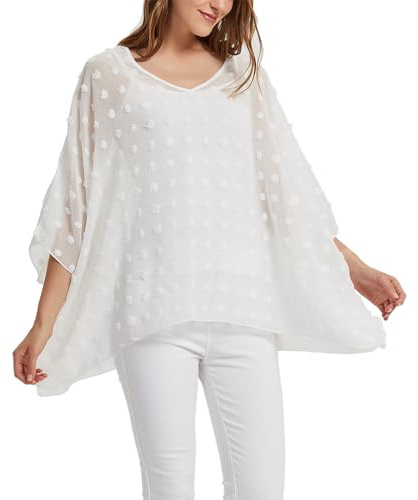 CuteSwan Women's Summer Bohemian Print Chiffon Blouse Loose V Neck Tunic Tops for Leggings Casual T-Shirts