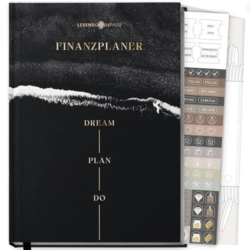 Lebenskompass Budgetplaner Pracht - Undatierter Finanzplaner für 12 Monate - Kontrolliere Dein Budget und Deine Ausgaben - organisiere Deine Finanzen und lerne mit dem Planer zu sparen