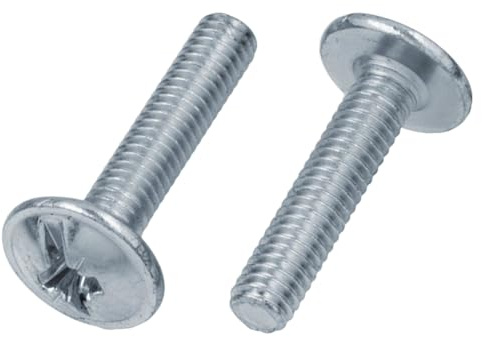 50 tornillos de cabeza alomada M4 x 10 con ranura en cruz, tornillos alomados, galvanizados, DIN 967 ISO 7380, pomo para muebles, M4 x 10