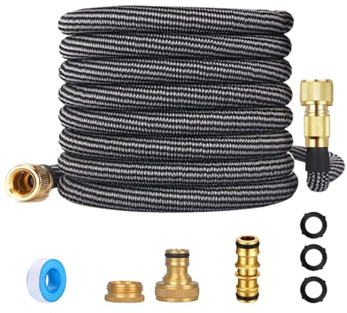 ZAselect Garden Hose Pipe,Expandable Garden Hose,Flexible Reinforced Pipe for Pet & Car Washing, Cleaning, Watering Lawn and Garden with 1/2-3/4 Brass Fittings,Universal Tap Connector (100ft)