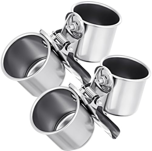 Tioncy 2 Pcs Clip on Water Bowl for Birds Parrot Feeding Double Cups Dishes Hanging Stainless Steel Food Water Bowls with Clip Pet Animal Feeder Cup Holder for Cage Coop Perches Play Stand Accessories
