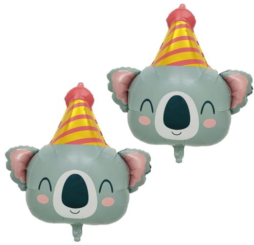 Lot de 2 ballons koala, en aluminium, en forme de tête de koala, décoration d'anniversaire, motif animal, pour fête prénatale, décoration de fête pour enfants, garçon et fille, thème animal,