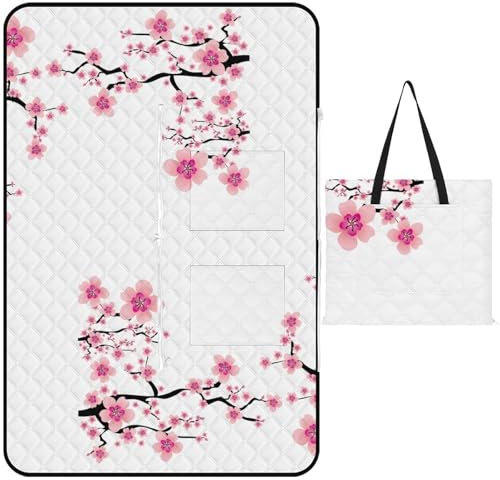 Cmagnifico Tapis de pique-nique avec fermeture éclair, couverture de pique-nique fleur de prunier 150 cm x 100 cm