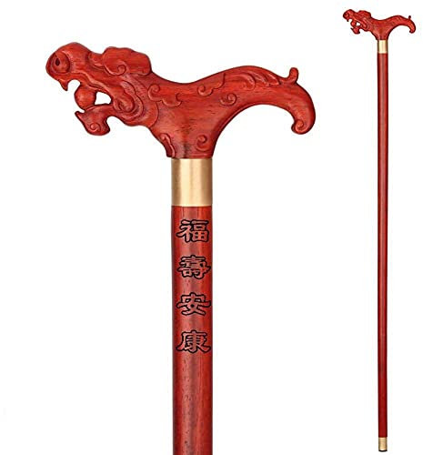 Canne de marche en bois menant les personnes âgées, béquilles en séquoia, poignée en bois massif antidérapante (D) puissamment