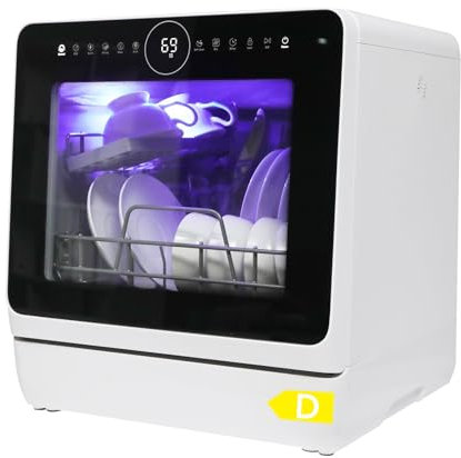 eklipt Mini Geschirrspüler für 3 Gedecke, Tischgeschirrspüler mit 8 Programme und Wasserenthärter Trocknungsfunktion Spülmaschine 5L mit/ohne Wasseranschluss Benutzbar Touch Control für Wohnungen