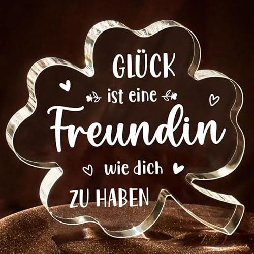 Beste Freundin Geschenke, Geschenk Freundin Geburtstag – Acryl Glücksklee Dekoration, Abschiedsgeschenk Freundin, Freundschaftsgeschenke, Weihnachtsgeschenke