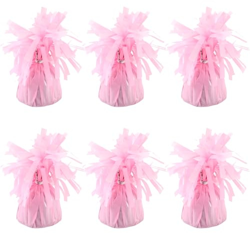 6-pack rosa ballongvikter metallhållare ankare ballonghållare vikter för födelsedag 2025 examen fest jul bröllop firande dekoration (rosa)