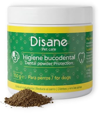 DISANE Higiene Bucodental Perros Maxi 180 Gramos | Suplemento en Polvo para Cuidado de Dientes y Encías para Perros| Combate el Sarro y la Placa de Perros | Eficaz contra el Mal Aliento de Perros