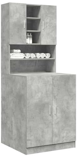 Generico Mobili Lavatrice 2pz Grigio Cemento in Truciolato,Accessori elettrodomestici,Accessori lavatrici e asciugatrici,Accessori per lavatrici e asciugatrici-3324919