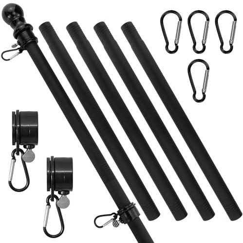 Asta telescopica da 1,8 m, in acciaio inox, per balcone, con anello per bandiera, per sport, giochi di calcio, decorazione da giardino