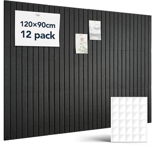 Woovio Tableau en Feutre Autocollant Grand 120x90cm, 12 Pièces, Noir