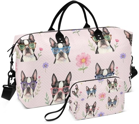 Resa tygväska set dubbel väska uppsättning ultraljud quiltad avtagbar robust gym, Terrier kronblad, One Size, Klassisk