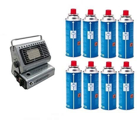 ALTIGASI Stufa STUFETTA A Gas Portatile Doppio Attacco GPL/BUTANO + 8 bombolette a Gas