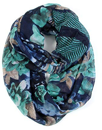 Scarfand's Romantic Rose Prints & Floral Patterns Lightweight Infinity Fashion Scarves Wraps (Romantic Navy)