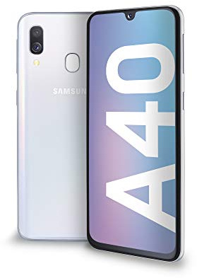 Samsung Galaxy A40 Smartphone, Display 5.9 Super AMOLED, 64 GB Espandibili, RAM 4 GB, Batteria 3100 mAh, 4G, Dual Sim, Android 9 Pie, [Versione Italiana], White