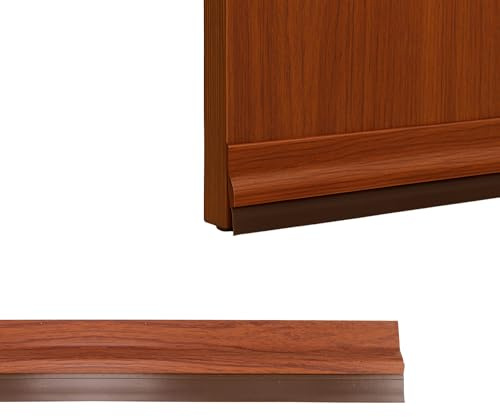 Amig - Burlete para Puertas de Entrada o de Paso - Burlete Adhesivo de sobreponer - Adhesivo Cepillo de PVC semirrígido - 1 m - Roble - PVC