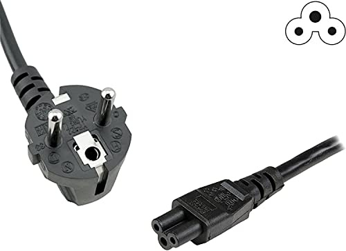CHLOLMY 1.5M Cable Alimentation PC Tripolaire CEE7 Schuko vers IEC 320 C5, 3Pin AC Cordon de Trèfle, 10A-16A 250V pour Chargeurs pour Ordinateur Portable, Scanners, Imprimantes