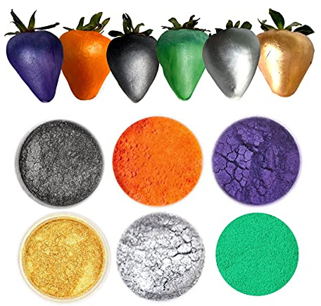 Edible glitter shimmer LUSTER DUST set for cake decoration 6 colors set. Food Cake chocolate Paint (Halloween)