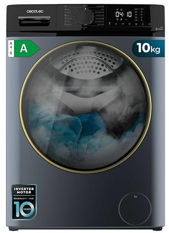 Cecotec Lave-linge 10 kg Bolero DressCode 10610 Inverter Ice Blue A. 1400 RPM, Steam Max, Moteur Inverter Plus, 15 Programmes, OnSmart, Smooth Wash, Stop&Go, Gomme Antibactérienne, Drum Clean